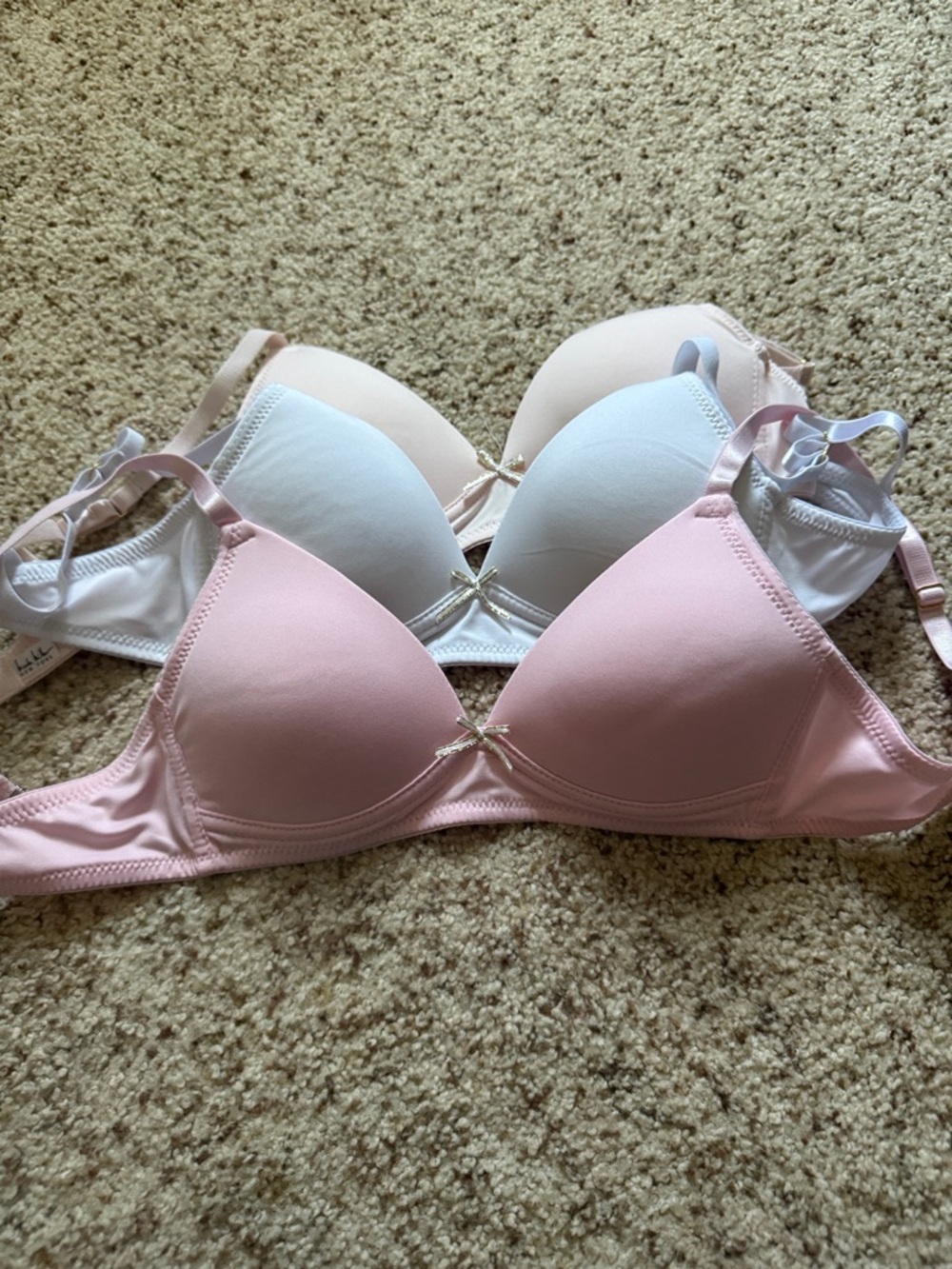 Nicole Miller Everyday Lightly Padded T-Shirt Bra - Pink, White, Beige 30A NWOT